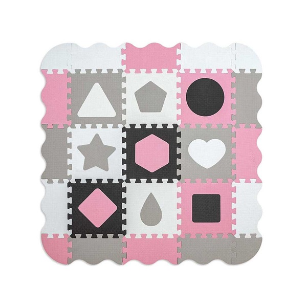 Penové puzzle podložka ohrádka Milly Mally Jolly 3x3 Shapes Pink Grey