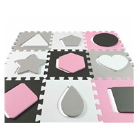 Penové puzzle podložka ohrádka Milly Mally Jolly 3x3 Shapes Pink Grey