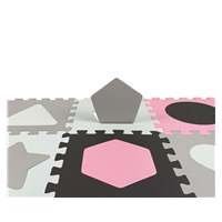 Penové puzzle podložka ohrádka Milly Mally Jolly 3x3 Shapes Pink Grey