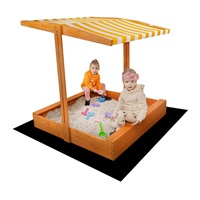Detské drevené pieskovisko so strieškou Baby Mix 120x120 cm žlto-biele