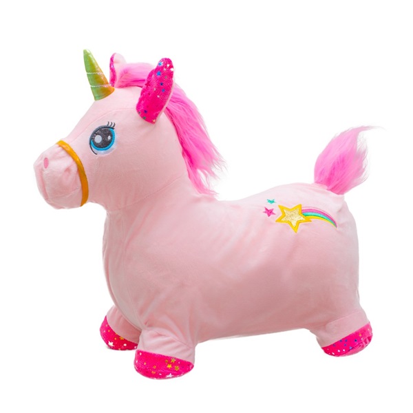 Plyšový skákací koník so zvukom Baby Mix Jednorožec