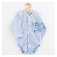 Dojčenské celorozopínacie body s dlhým rukávom New Baby Happy Elephant blue