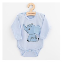 Dojčenské body s dlhým rukávom New Baby Happy Elephant blue