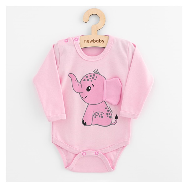 Dojčenské body s dlhým rukávom New Baby Happy Elephant pink