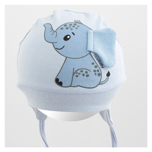 Bavlnená dojčenská čiapočka New Baby Happy Elephant blue