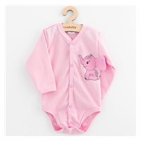 Dojčenské celorozopínacie body s dlhým rukávom New Baby Happy Elephant pink