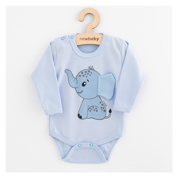 Dojčenské body s dlhým rukávom New Baby Happy Elephant blue