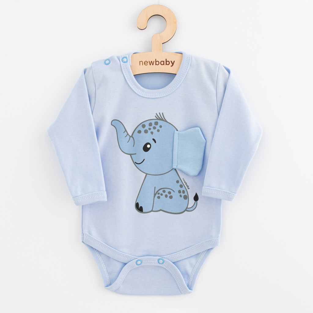 Dojčenské body s dlhým rukávom New Baby Happy Elephant blue