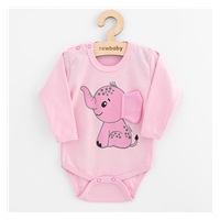 Dojčenské body s dlhým rukávom New Baby Happy Elephant pink