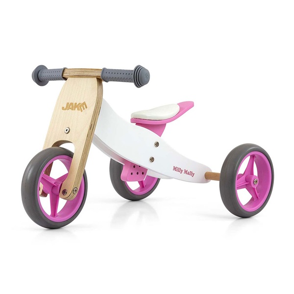 Detské multifunkčné odrážadlo bicykel 2v1 Milly Mally JAKE Classic Pink