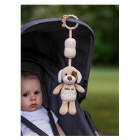 Edukačná hrajúca plyšová hračka s klipom Baby Mix psík hnedý