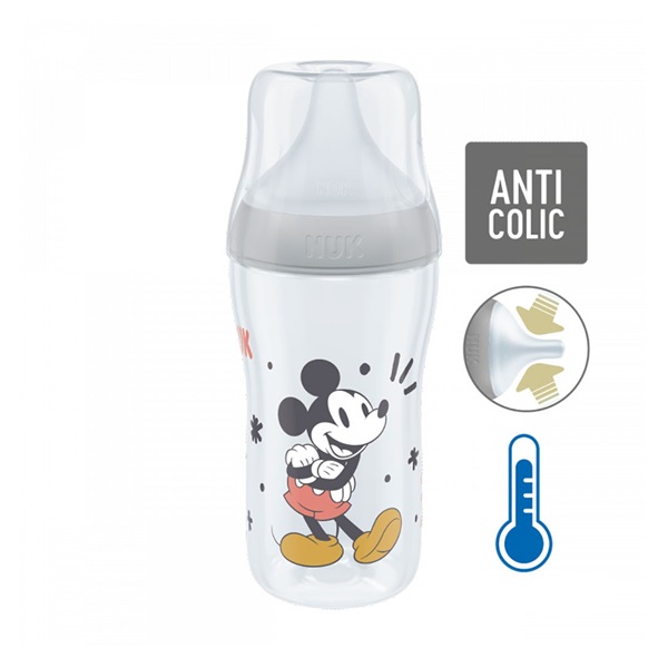 Dojčenská fľaša NUK Perfect Match MICKEY Temperature Control 260 ml grey