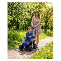 Detské elektrické odrážadlo Baby Mix Ruggy s vodiacou tyčou modré