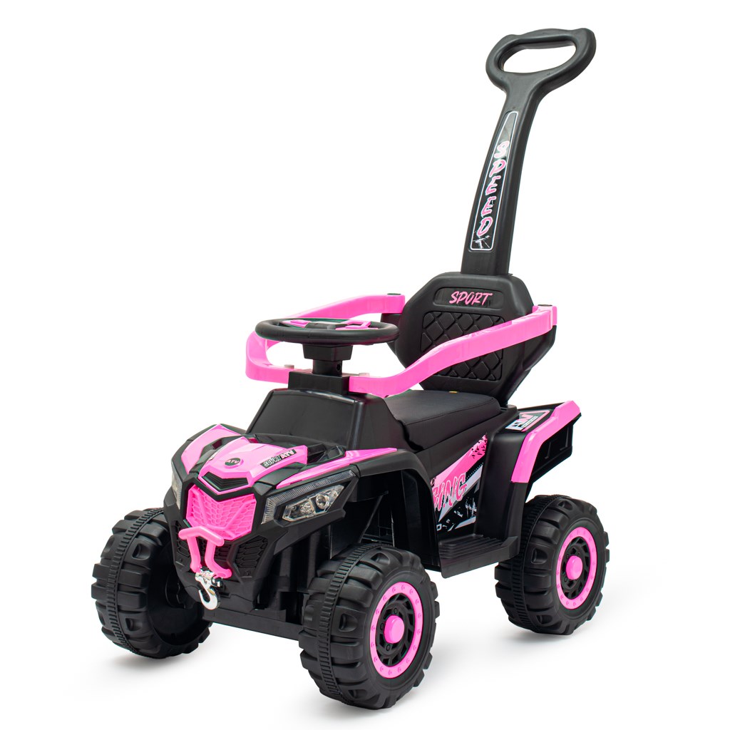 Detské elektrické odrážadlo Baby Mix Ruggy s vodiacou tyčou baby pink