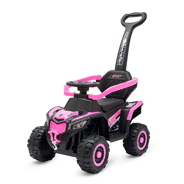 Detské elektrické odrážadlo Baby Mix Ruggy s vodiacou tyčou baby pink