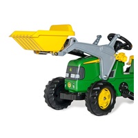 Šliapací traktor s nakladačom a vlečkou Rolly Kid John Deere zelený