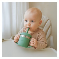 Detský silikónový hrnček 2v1 New Baby zelený