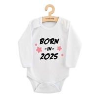 Detské body s potlačou New Baby BORN IN 2025 pink
