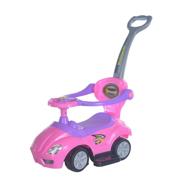 Detské odrážadlo s vodiacou tyčou 3v1 Baby Mix Mega Car ružové (POŠKODENÝ OBAL)