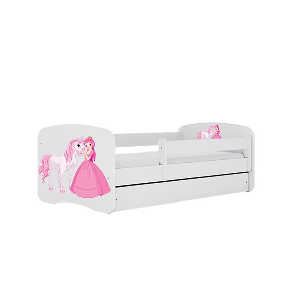 Posteľ BabyDreams  180x80biela princezná koník  so zásuvkou, bez matraca