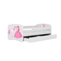 Posteľ BabyDreams  180x80biela princezná koník  so zásuvkou, bez matraca