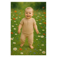 Kojenecká mušelínová súprava tričko a nohavice New Baby beige