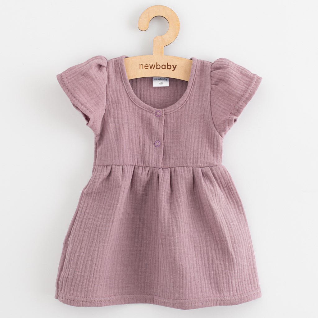 Dojčenské mušelínové šaty New Baby lavender