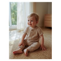 Kojenecká mušelínová súprava tričko a nohavice New Baby beige
