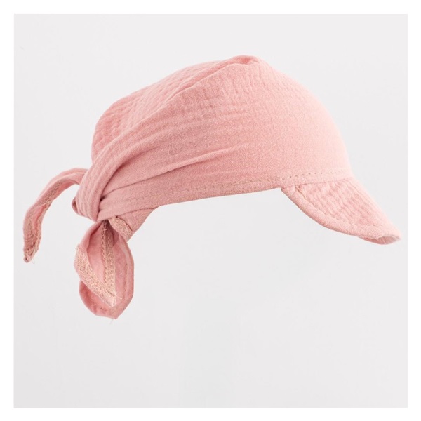 Detská letná mušelínová šatka so šiltom New Baby pink