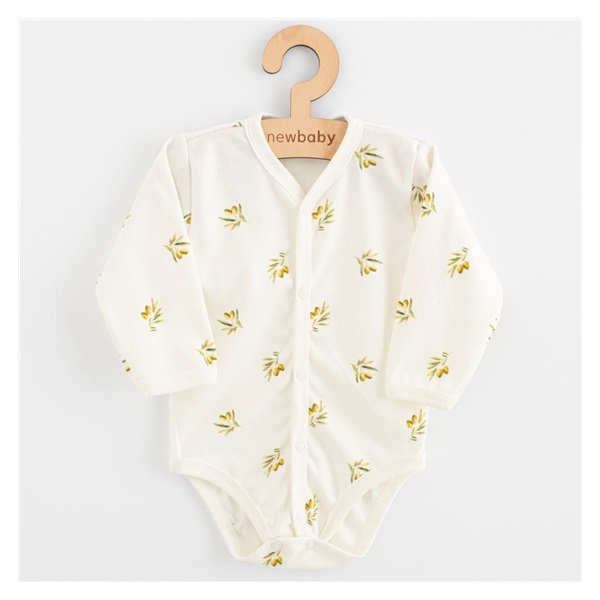 Dojčenské celorozopínacie body s dlhým rukávom z organickej bavlny New Baby Olivy