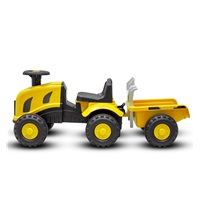 Detské odrážadlo traktor s vlečkou a náradim Baby Mix Benny žltý