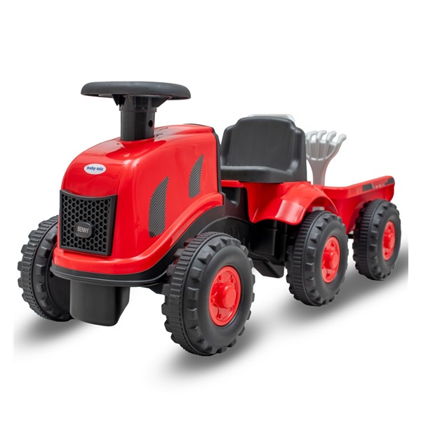 <p>Detské odrážadlo traktor s vlečkou a náradim Baby Mix Benny červený</p>