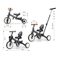 Detská trojkolka 5v1 Milly Mally Optimus Max s vodiacou tyčou dark grey