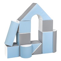 Penové kocky-obria stavebnica 11 ks white-baby blue-grey