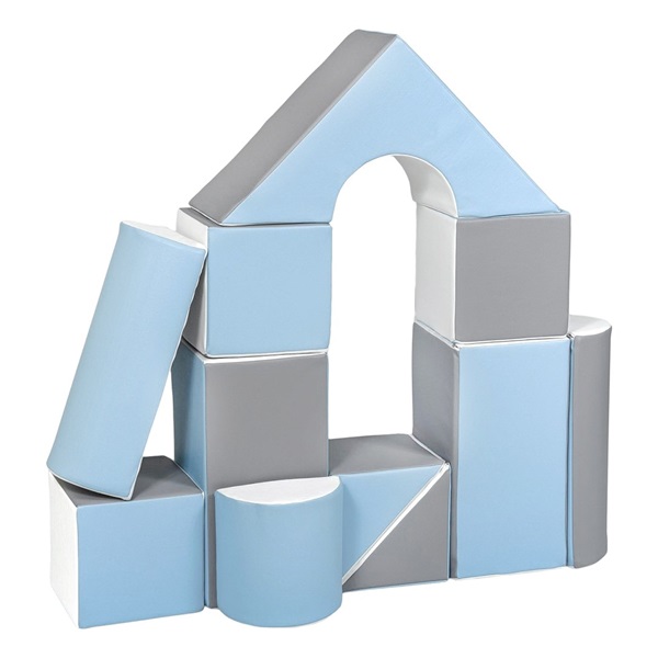 Penové kocky-obria stavebnica 11 ks white-baby blue-grey