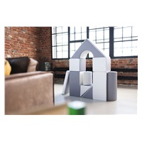 Penové kocky-obria stavebnica 11 ks white-baby blue-grey