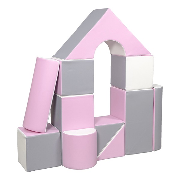 Penové kocky-obria stavebnica 11 ks white-light pink-grey