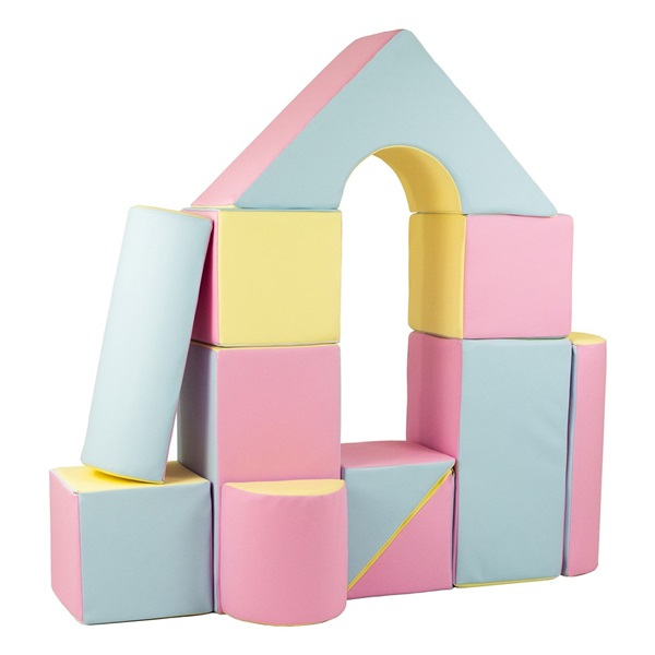 Penové kocky-obria stavebnica 11 ks pink-blue-yellow (pastel)