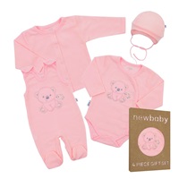 Dojčenská súprava do pôrodnice New Baby Sweet Bear old pink