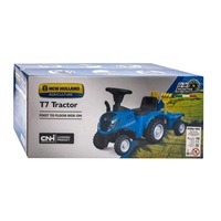 Detské odrážadlo traktor s vlečkou a náradim Baby Mix New Holland žltý  (Zánovný)