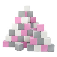 Penové kocky-sada 45 veľkých penových kociek Pyramída pink white grey