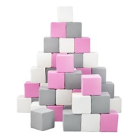 Penové kocky-sada 45 veľkých penových kociek Pyramída pink white grey