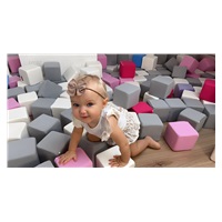 Penové kocky-sada 45 veľkých penových kociek Pyramída pink white grey