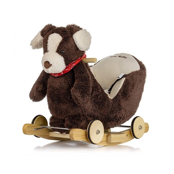 Hojdací psík s melódiou a kolieskami Milly Mally Polly Plus Brown Dog