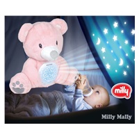 Plyšový zaspávačik medvedík s projektorom Milly Mally Bear pink