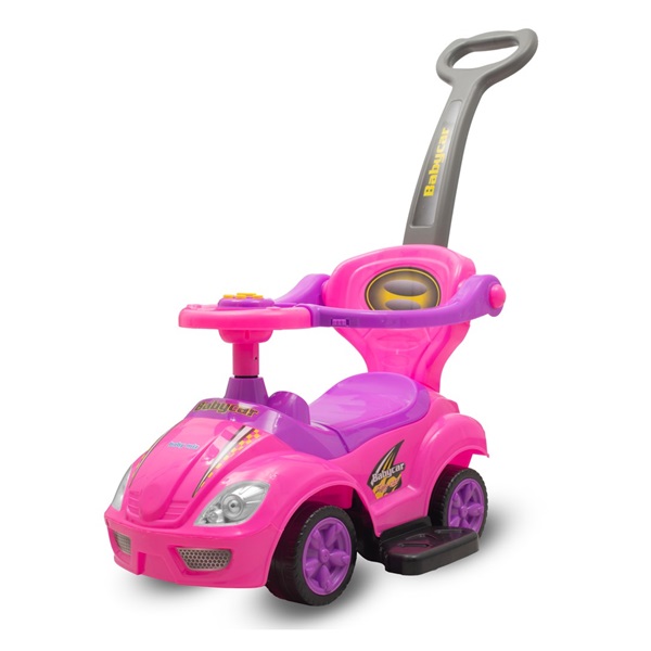 Detské odrážadlo s vodiacou tyčou 3v1 Baby Mix Mega Car ružové (Poškodený obal)