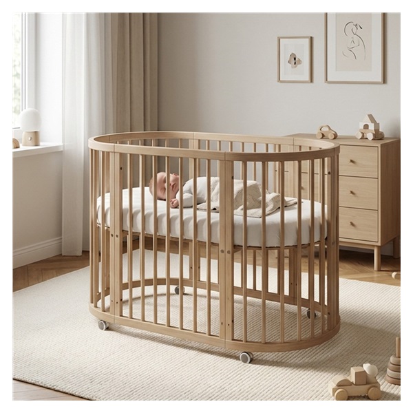 Detská rastúca postieľka 3v1 oválna + matrac New Baby kašmírová