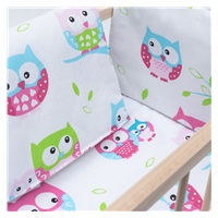 Drevená postieľka-kolíska pre bábiky s obliečkami Baby Mix owl