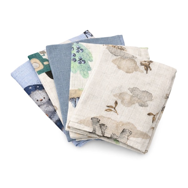 Bavlnené plienky s potlačou NEW BABY 60x80 cm STANDARD  BOY 5 ks