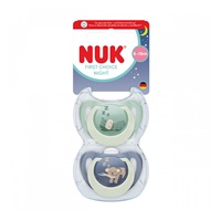 Cumlík NUK First Choice Night 0-6m 2 ks Hippo/Koala